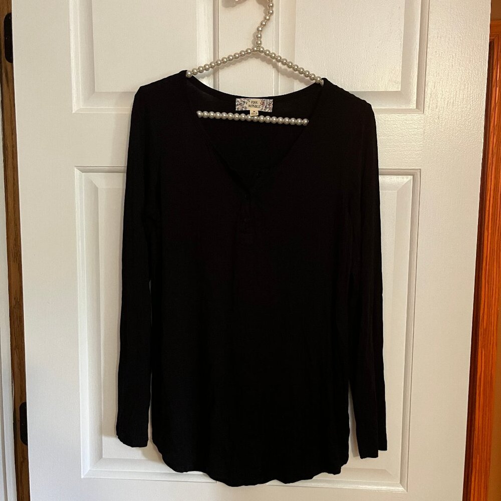Pink Republic Ladies Black Long Sleeve Casual Top Size Juniors M